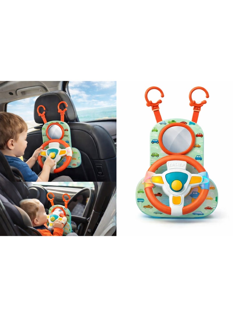 مقود قيادة تفاعلي للأطفال بأصوات وإضاءة ومرآة آمنة - Image 1